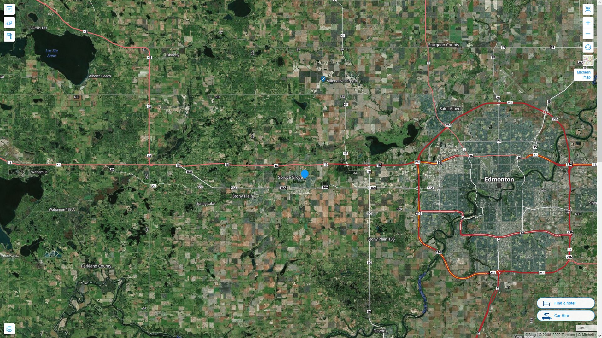 Spruce Grove Highway and Road Map with Satellite View